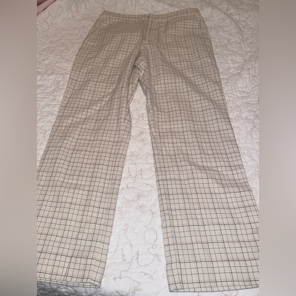 Cropped Ivory Plaid Joie Khaki Pant